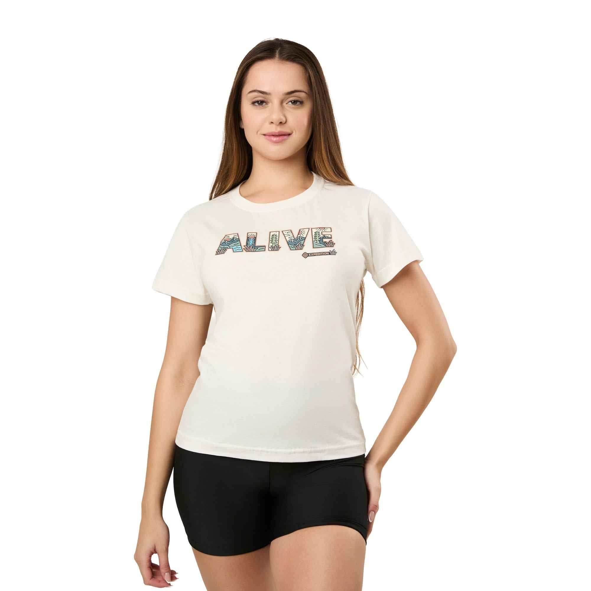Camiseta Alive  Algodão Feminino OffWhite