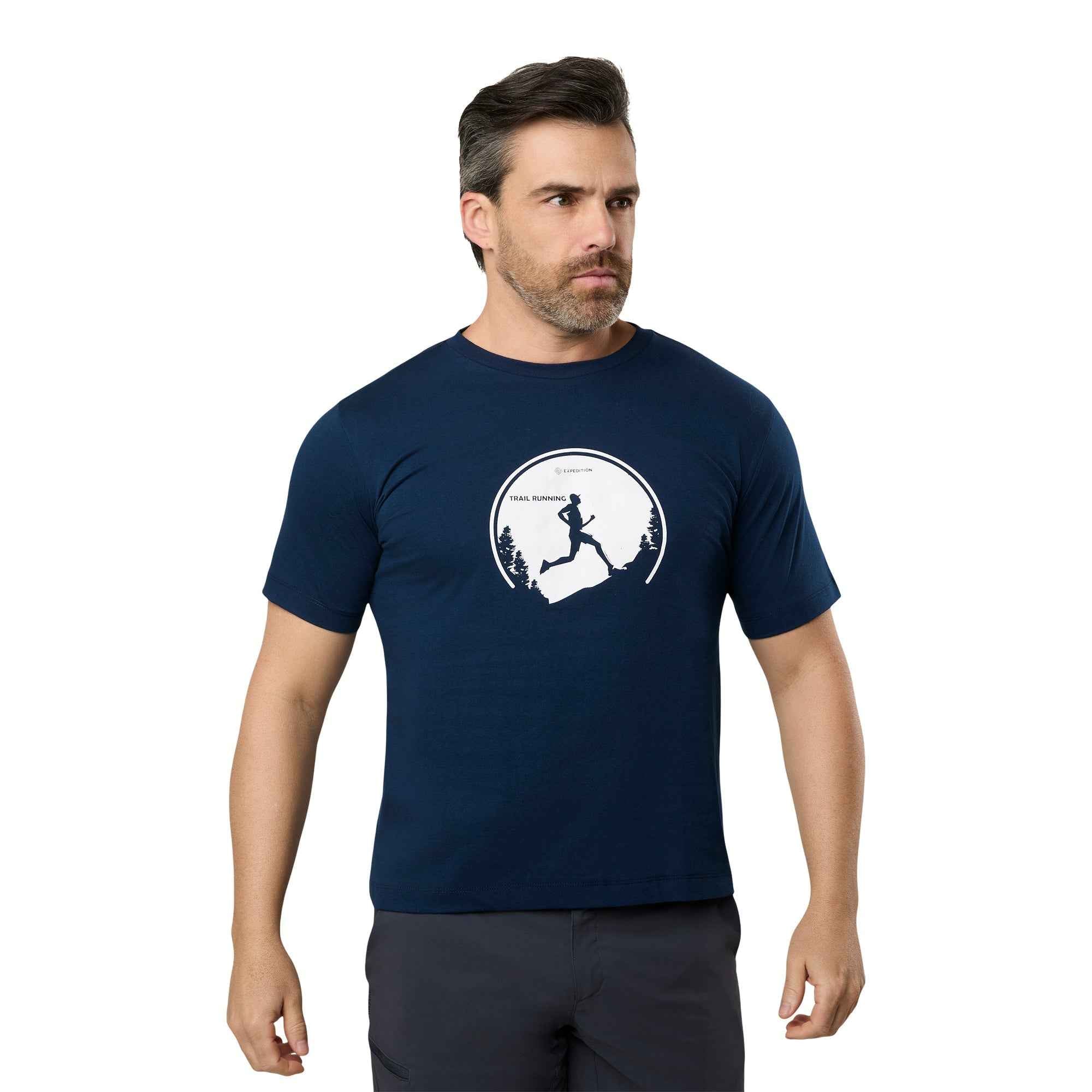 Camiseta Masculina Trail Running Azul Marinho