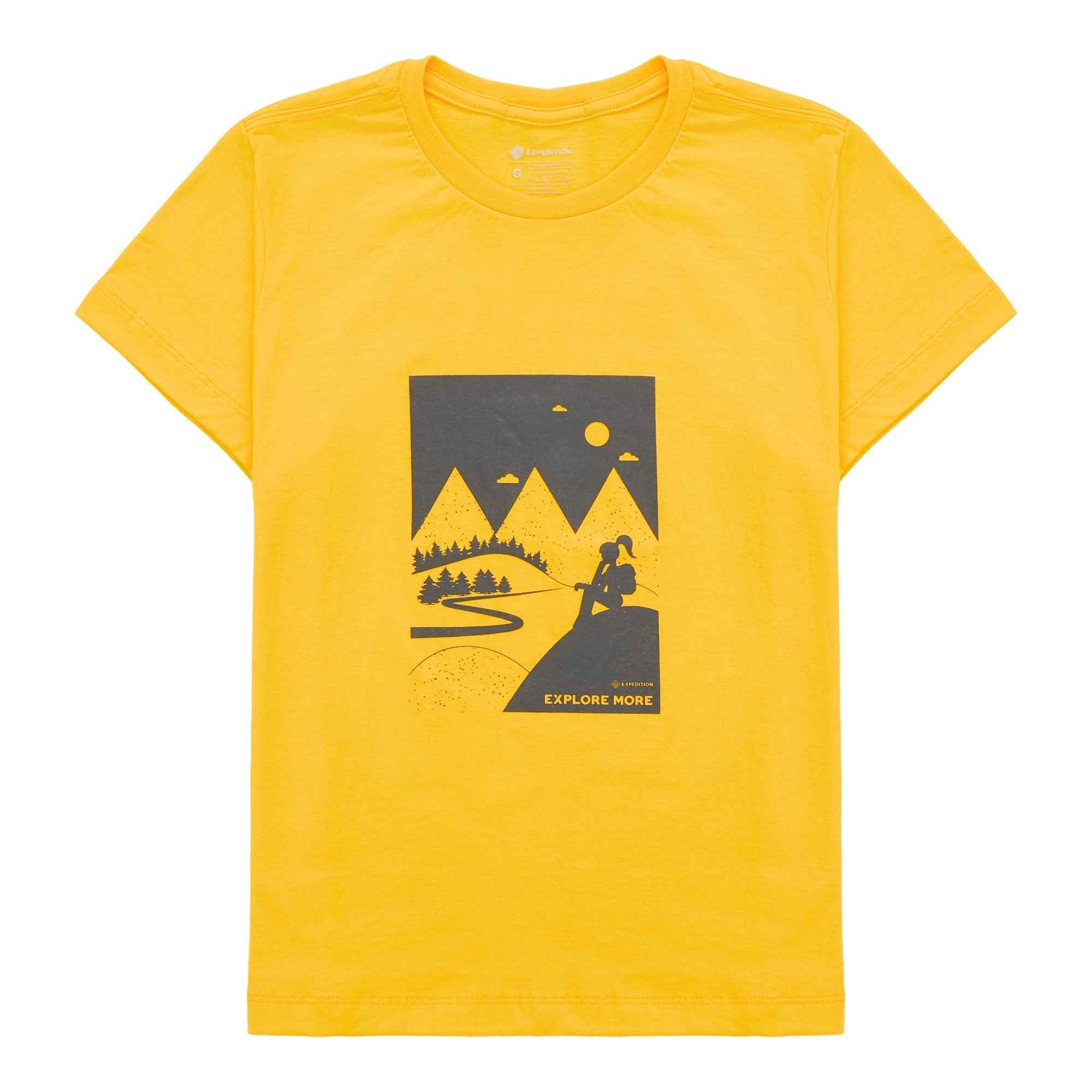 Camiseta Feminina Menina Montanha Amarela