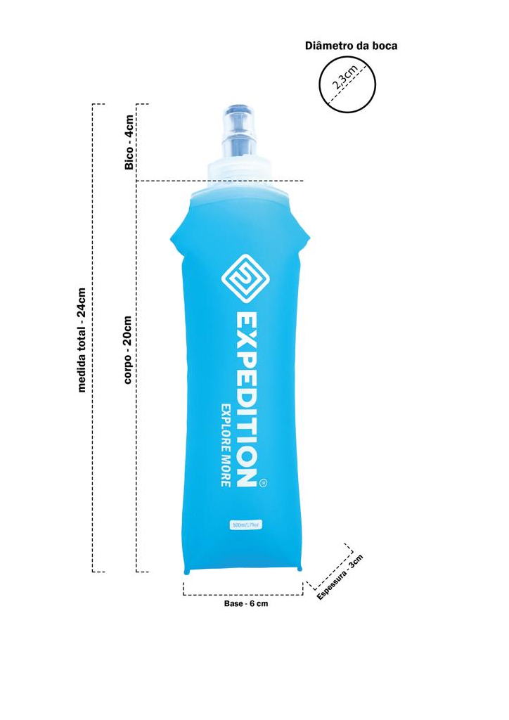 Garrafas Squeeze Soft Flask Silic. 500ml Portátil Dobrável - Expedition Sports